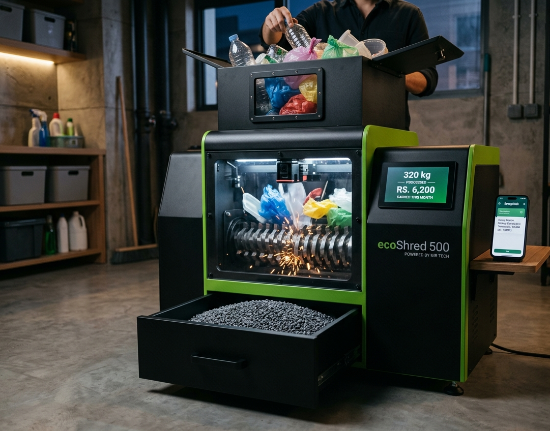 PlasticEater — AI Plastic Waste Sorting & Shredding Machine